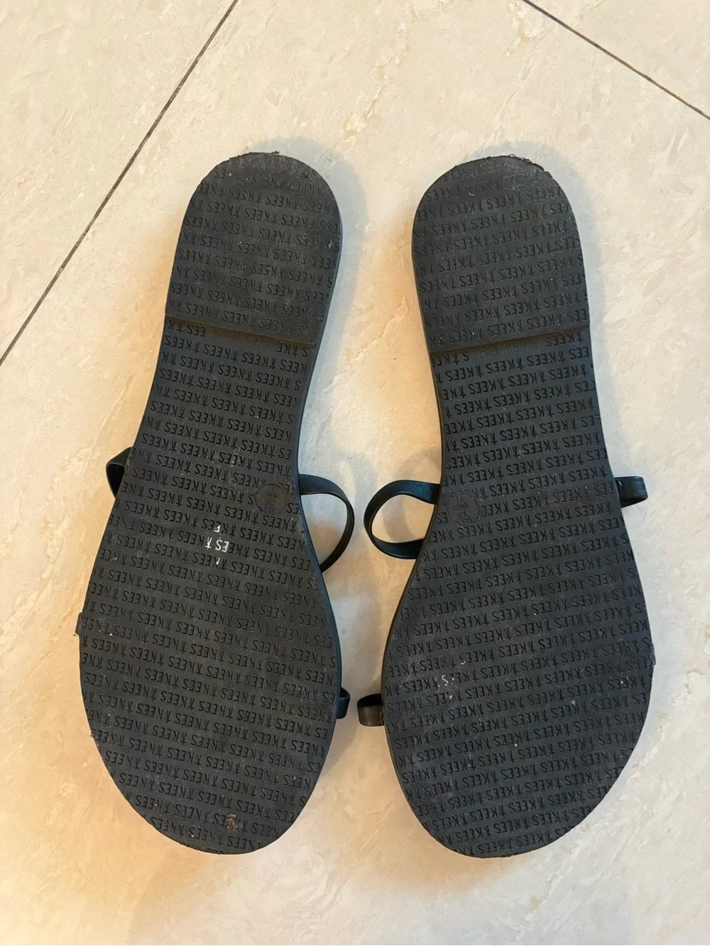 TKEES Black Double-Strap Slide Sandals with Minimal Straps